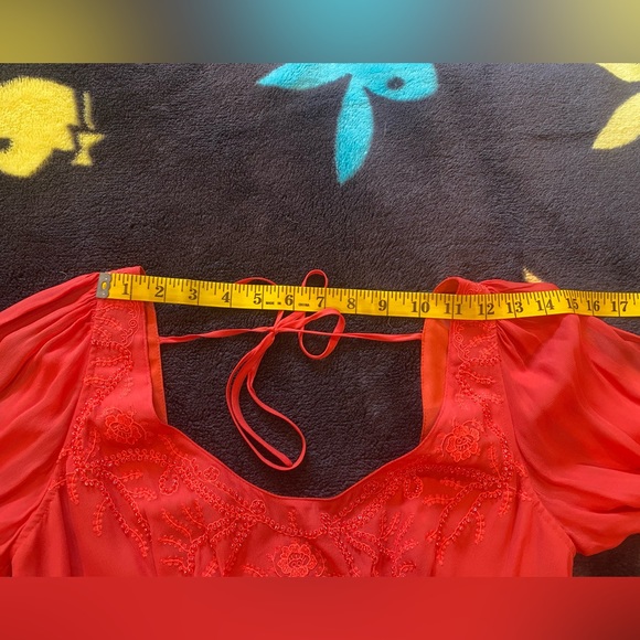 Free people Tatiana red beaded swing dress size 4 - Picture 9 of 17